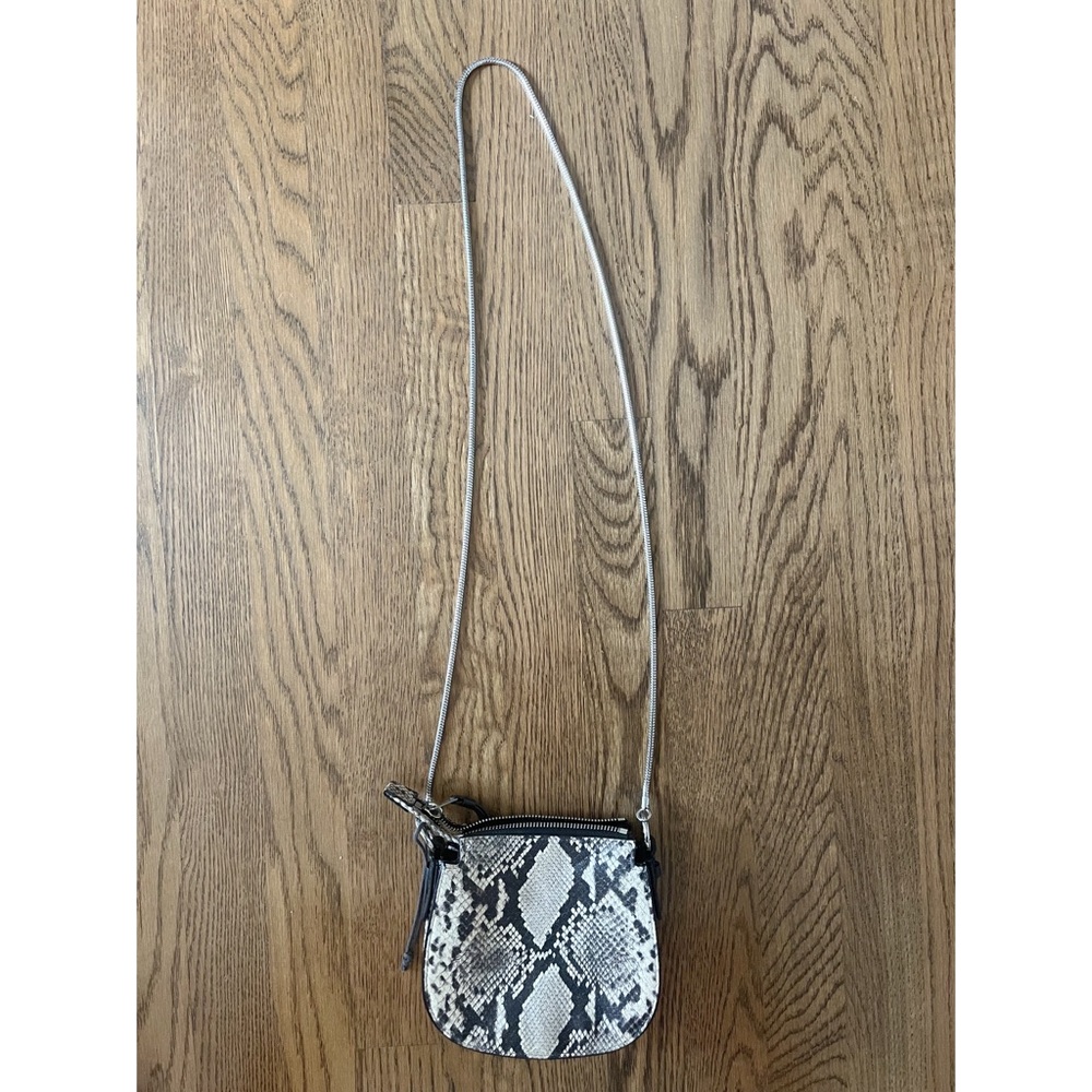 AllSaints Silver Suede Mini Round Crossbody Bag - Picture 3 of 4